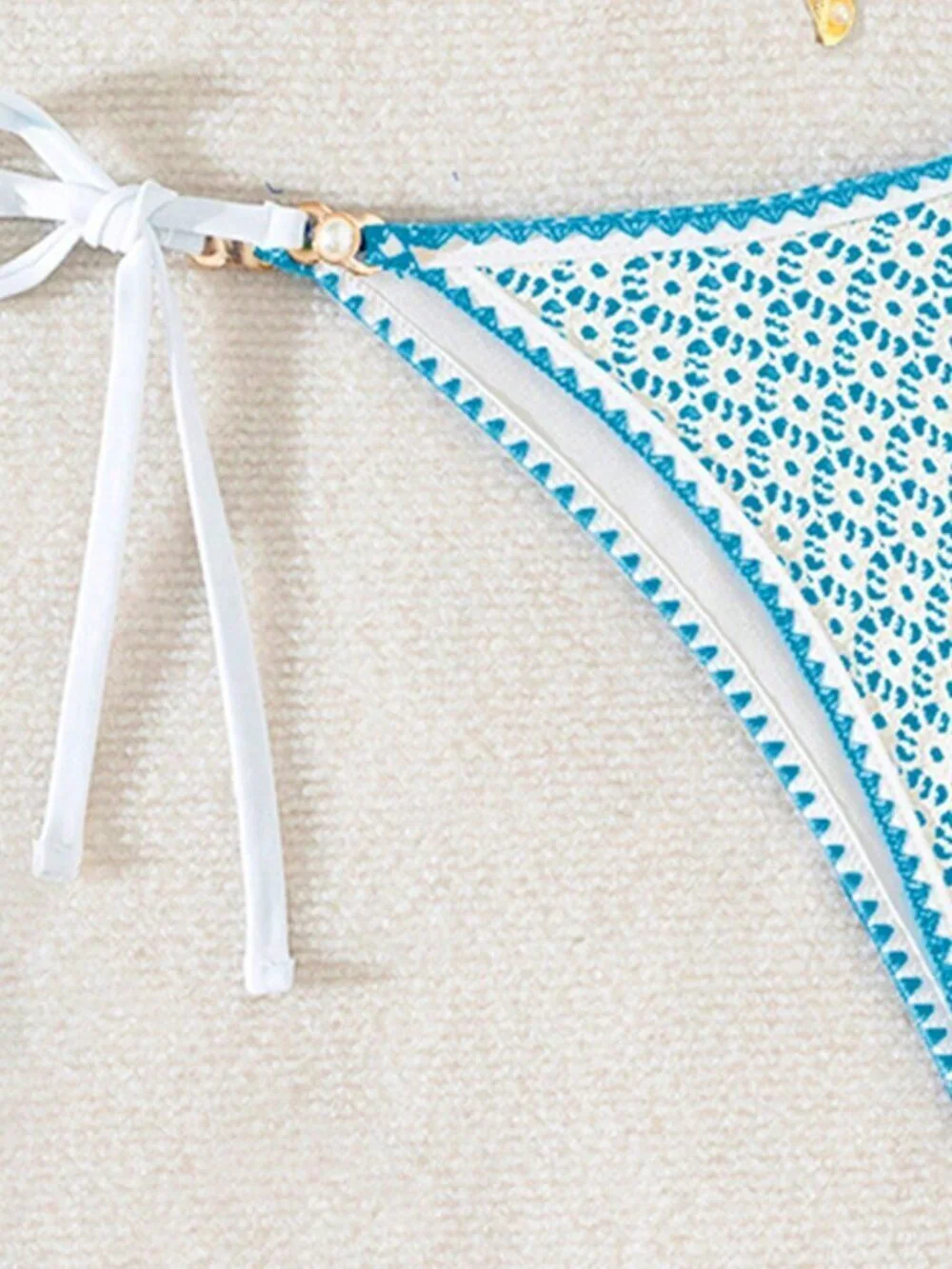 Baby Blue Women's Cute Sexy Beach Triangle Bikini with Shell & Pearl Details